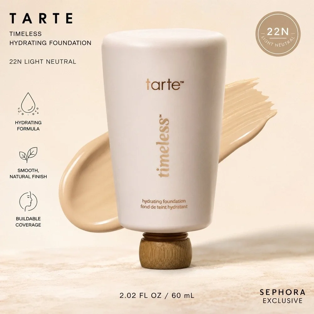 Tarte Timeless Hydrating Foundation 22N Light Neutral 2oz Full Size Makeup New